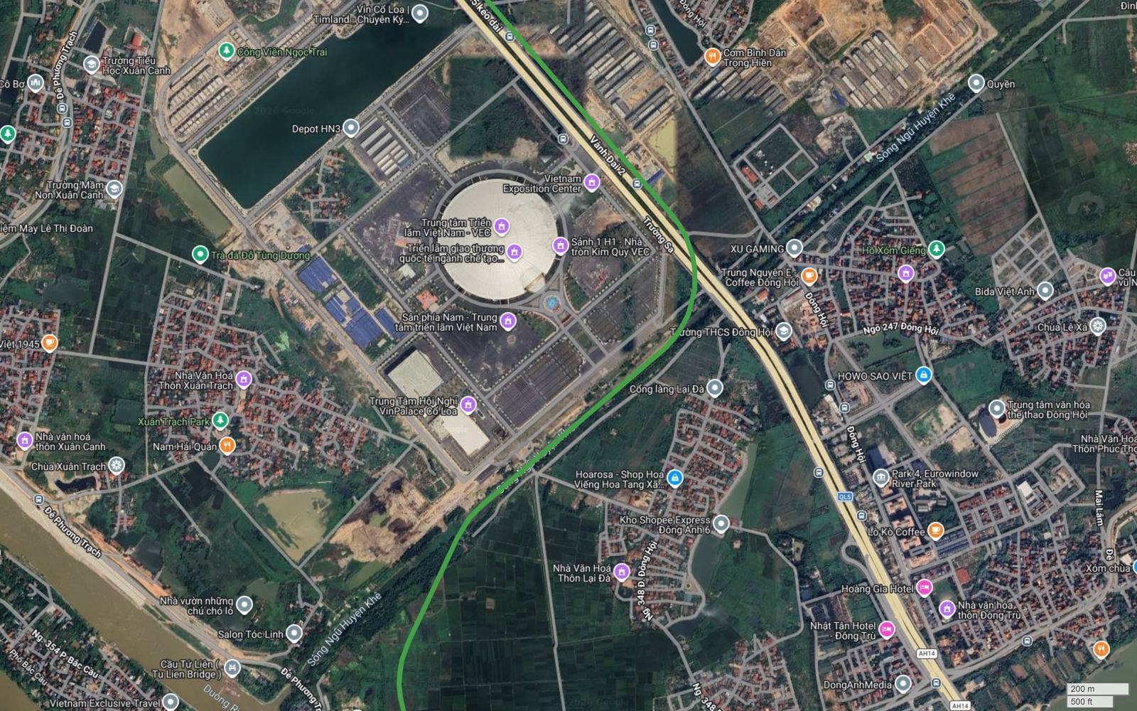 Tuyến metro số 4 Hà Nội đi men Trung tâm Triển lãm Việt Nam và VinPalace Cổ Loa, nhãn Depot HN3 của dự án khác hiện trên bản đồ